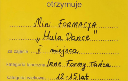 Dyplom dla Hula Dance