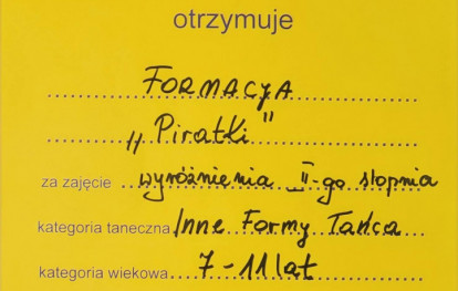 Dyplom dla Piartek 