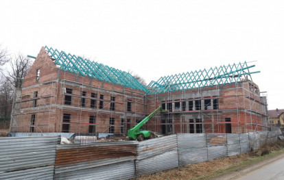Budowa nowego obiektu Centrum Kultury i Rekreacji w Gnojniku - zdjęcia z końca grudnia 2022 r.